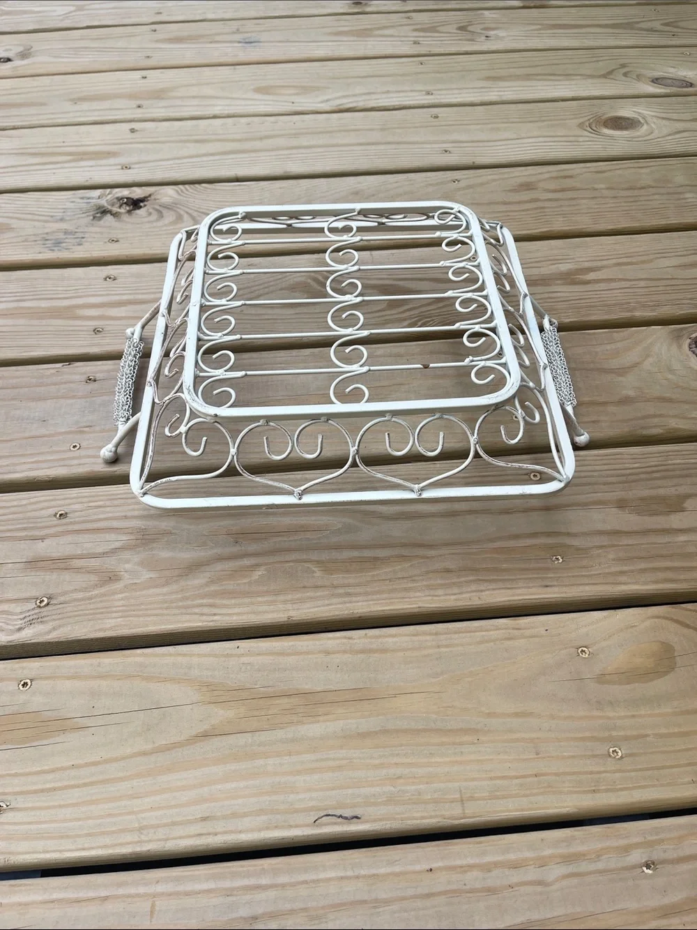 Wrought Iron Serving Tray with Handles